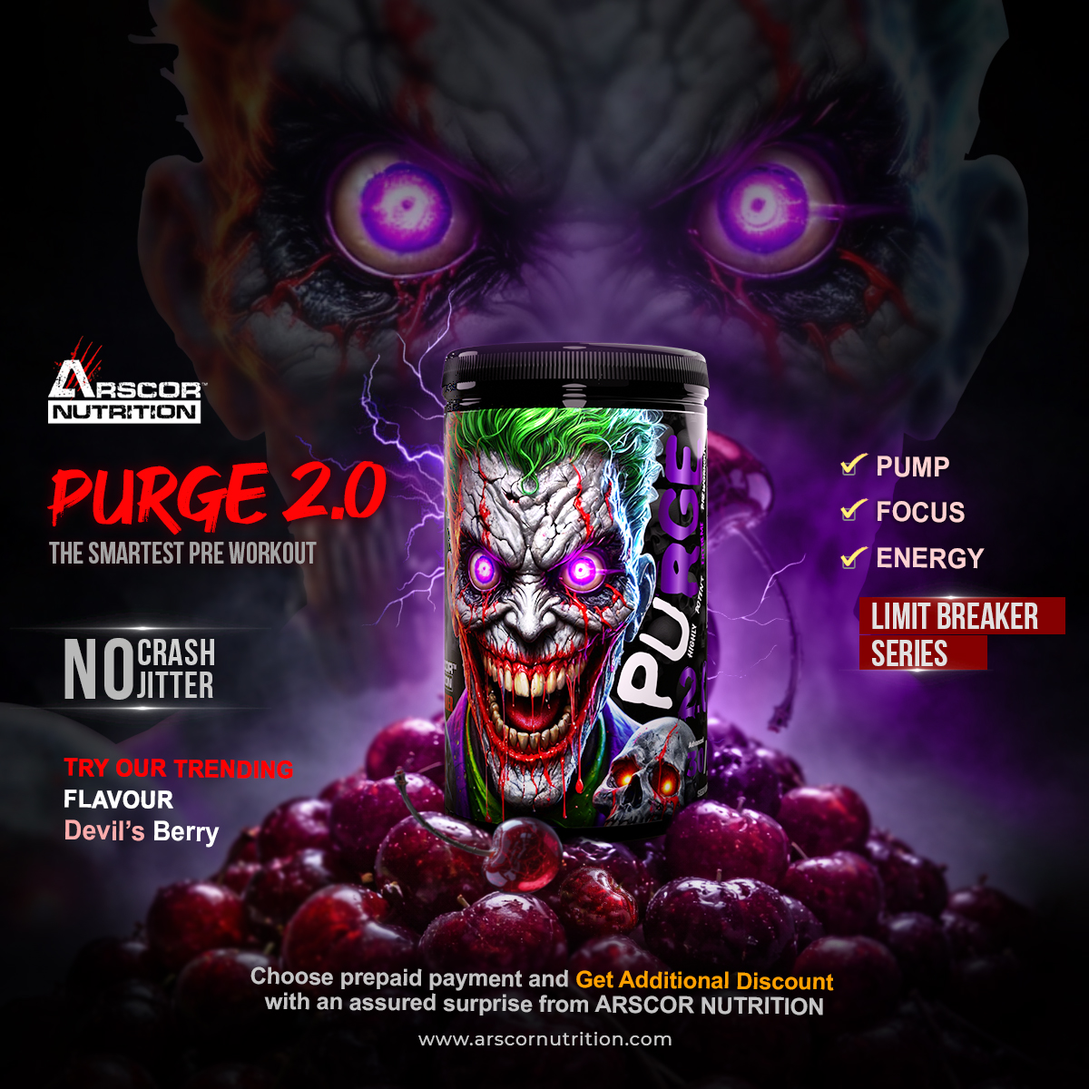 Purge 2.0 – Best Pre-Workout Supplement for Extreme Energy | No Jitter, No Crash